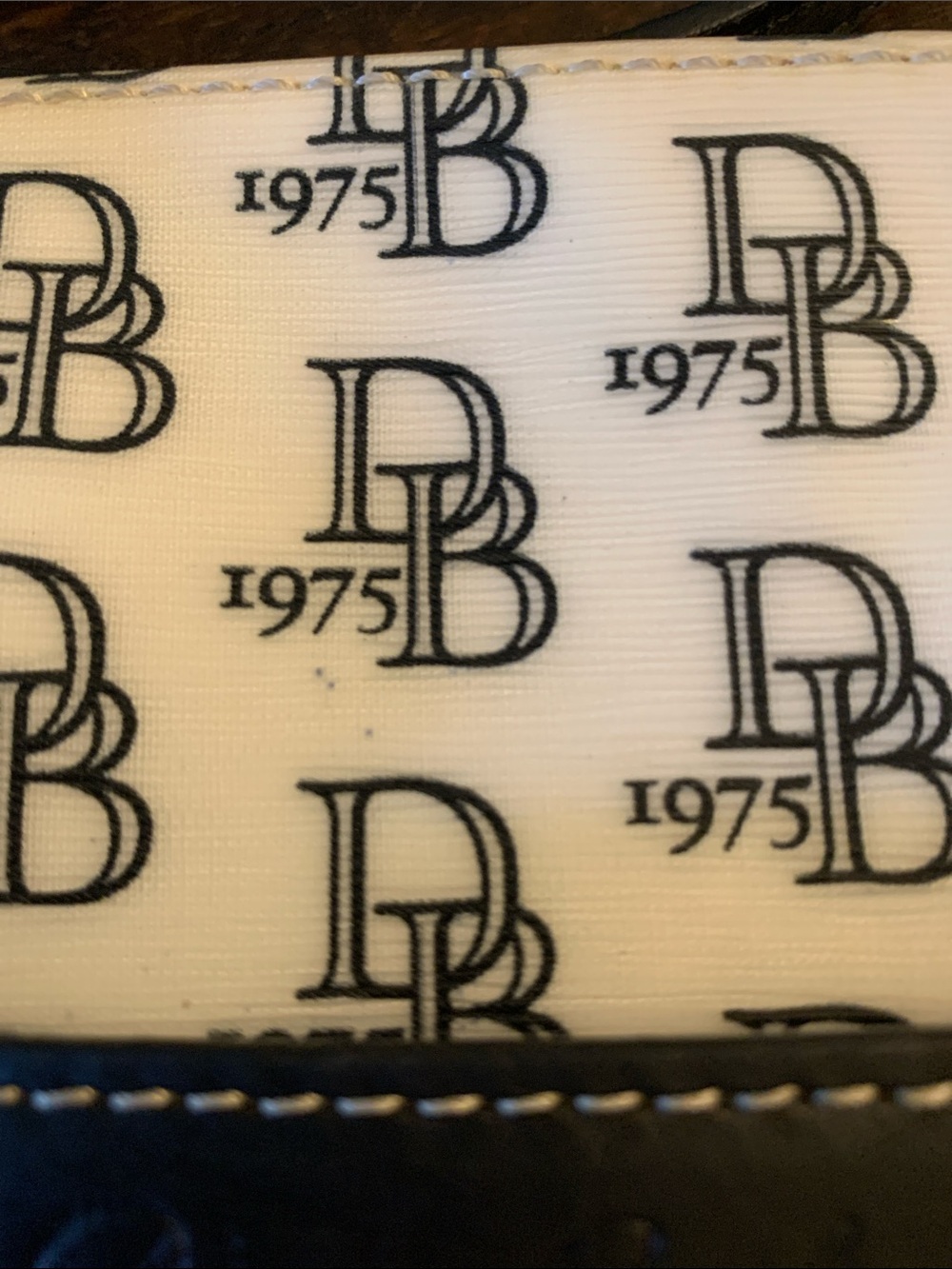 Dooney & Bourke White and Black DB Monogram Crossbody with Charm - Picture 3 of 9